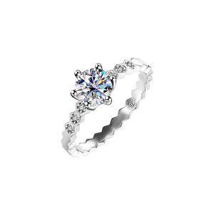 S925 sterling silver platinum-plated moissanite women's ring