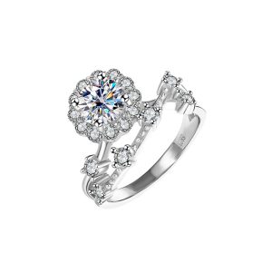 S925 sterling silver D color moissanite ring for women