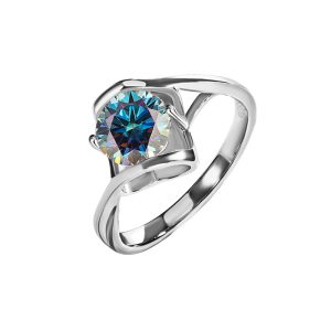 925 sterling silver angel kiss Blue Moissanite luxury ring
