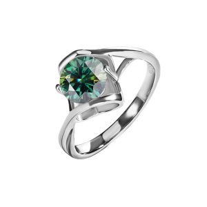 925 sterling silver angel kiss Green Moissanite luxury ring