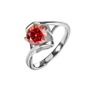 925 sterling silver angel kiss Red Moissanite luxury ring