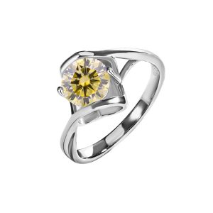 925 sterling silver angel kiss Yellow Moissanite luxury ring