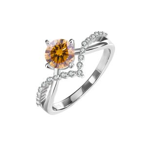 Crowning love 925 sterling silver Brown Moissanite ring for women