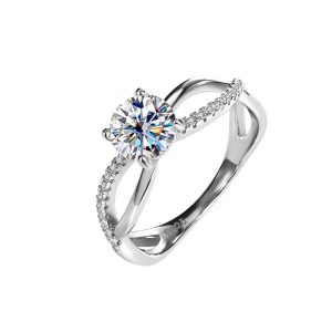 S925 sterling silver four-claw moissanite wedding ring