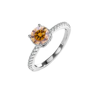 D color Brown Moissanite S925 sterling silver wedding ring