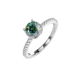 D color Green Moissanite S925 sterling silver wedding ring