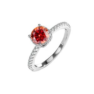 D color Red Moissanite S925 sterling silver wedding ring