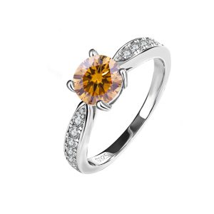 S925 sterling silver four-claw micro-set Brown Moissanite ring