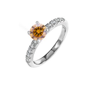 S925 sterling silver D color Brown Moissanite four claws ring