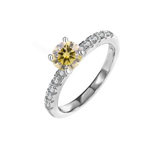 S925 sterling silver D color Yellow Moissanite four claws ring